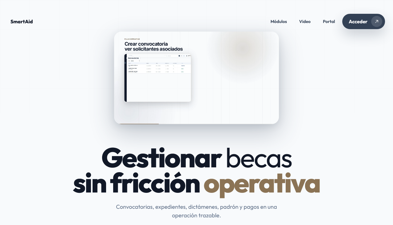 Landing page de SmartAid — presentación pública